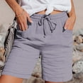 thumbnail image 2 of Kvture Women Shorts Summer Casual Womens Bermuda Shorts Knee Length High Waisted Drawstring Lounge Wear Gray S, 2 of 7