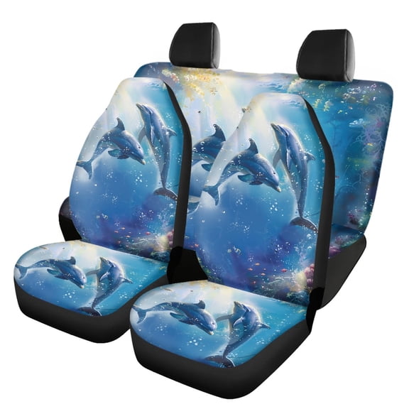 Uourmeti Dolphins Car Seat Covers Full Sets Car Decor Accessories, Auto Decor Compatible with SUV Truck