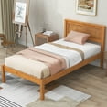 thumbnail image 6 of Nmkwnr Twin Size Platform Bed Frame with Headboard , Wood Slat Support, No Box Spring Needed, Perfect for Home, Bedroom, Brown, 6 of 8