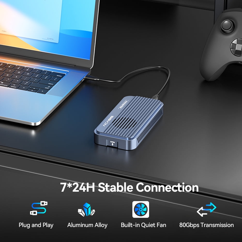 ACASIS 80Gbps M.2 NVMe SSD Enclosure Compatible with USB4 , USB4, USB3.2/3.1/3.0  SSD Case, with  Firmware 62.62 & Cooling Fan (TB501 Pro) (Phantom Gray)