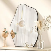 BEAUTYPEAK 20" x 28" Irregular Bathroom Mirror Wall Mirror Cloud Shaped Vanity Mirror Black