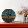 thumbnail image 2 of House under Starry Sky Round Wall Clock Silent Battery Operated Home Decor for Living Room Bedroom, 2 of 7