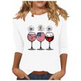 thumbnail image 2 of Aloohaidyvio Womens 4th of July 3/4 Sleeve Tops Casual Loose Crewneck American Flag T Shirts Independence Day Tops, 2 of 4