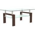 thumbnail image 4 of Glass Coffee Table for Living Room, 2-Tier Rectangle Center Table with Metal Legs, End Table for Home, Office, Brown, 4 of 7