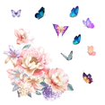 thumbnail image 1 of Adhesivo De Pared Peonía Mariposa Colorido Pvc Adhesivo Flor Floral Tatuajes De Pared Póster Art Print Decoración De Pared Para Sala De Estar Café Bar Vogacara HA016813-00, 1 of 7