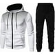thumbnail image 1 of Conjunto deportivo informal con capucha para hombre, conjunto de chándal deportivo suave y elegante, ropa completa con cremallera completa, sudadera con capucha y pantalones, 1 of 5
