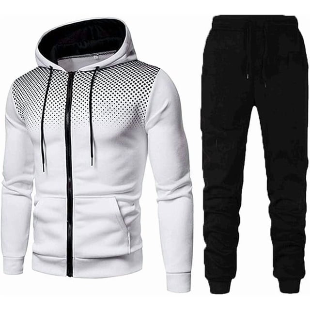 Conjunto deportivo informal con capucha para hombre, conjunto de chándal deportivo suave y elegante, ropa completa con cremallera completa, sudadera con capucha y pantalones