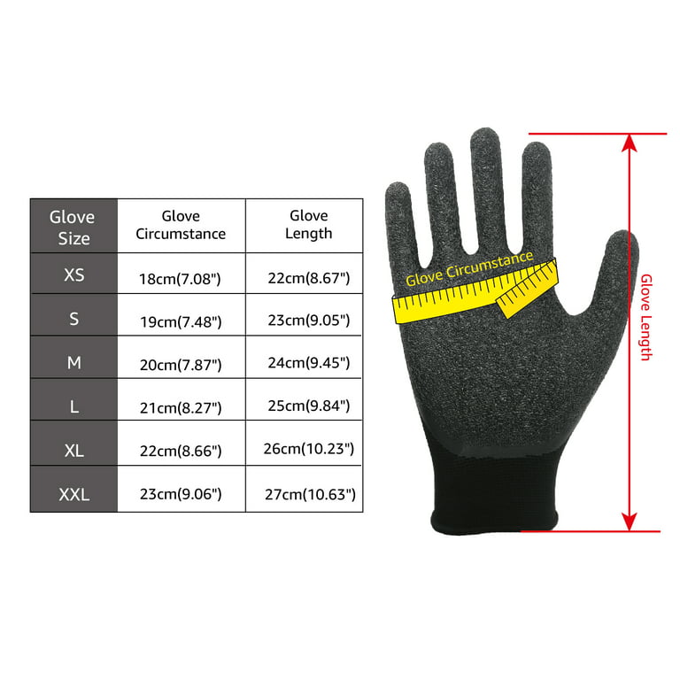 Evridwear Crinkle Latex Rubber Hand Coated Safety Work Gloves for Men Women Use