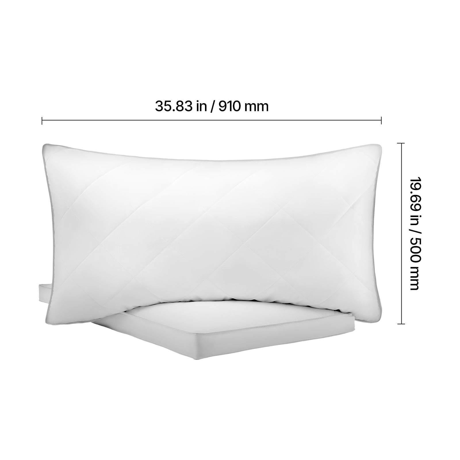 KFFKFF Set of 2 King Size Bed Pillows with Premium Down Alternative Filling, Designed for Comfort and Support, Suitable for Back, Stomach, and Side Sleepers, Ideal for Home or Hotel Bedding, White