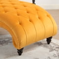 thumbnail image 6 of Classic Velvet Button Tufted Chaise Lounge, Armless Recliner Chair Sofa with Nailhead Trim Solid Wood Legs for Living Room Bedroom Office, 6 of 14