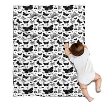 White Butterfly Black Silhouette Pattern Blanket,Comfortable Soft Flannel Throw Blanket,All Season,Warm Lightweight Blankets for Sofa Bed Couch Living Room Chair,30"x40"