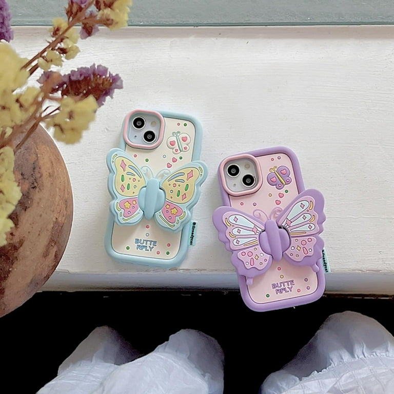 Purple Butterfly Phone Case Compatible with iPhone 14 Pro