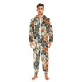 thumbnail image 3 of FORMRS Onesies Pajama for Adults Unisex Hoodie Winter Jumpsuit One Piece Sleepwear, Sizes S-2XL, Gray Floral Pattern, 3 of 7