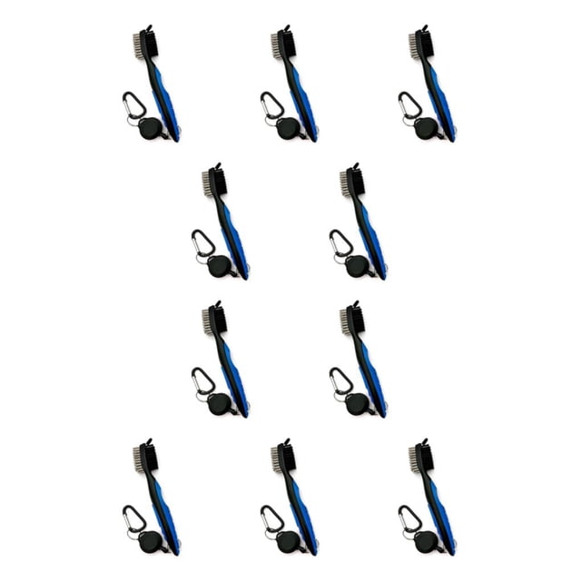 Greeniant Cepillo para palos de Golf, portátil, ergonómico, de Color sólido, de doble cara, cepillos para zapatos, herramienta de limpieza, Azul sin tapa 10Conjunto