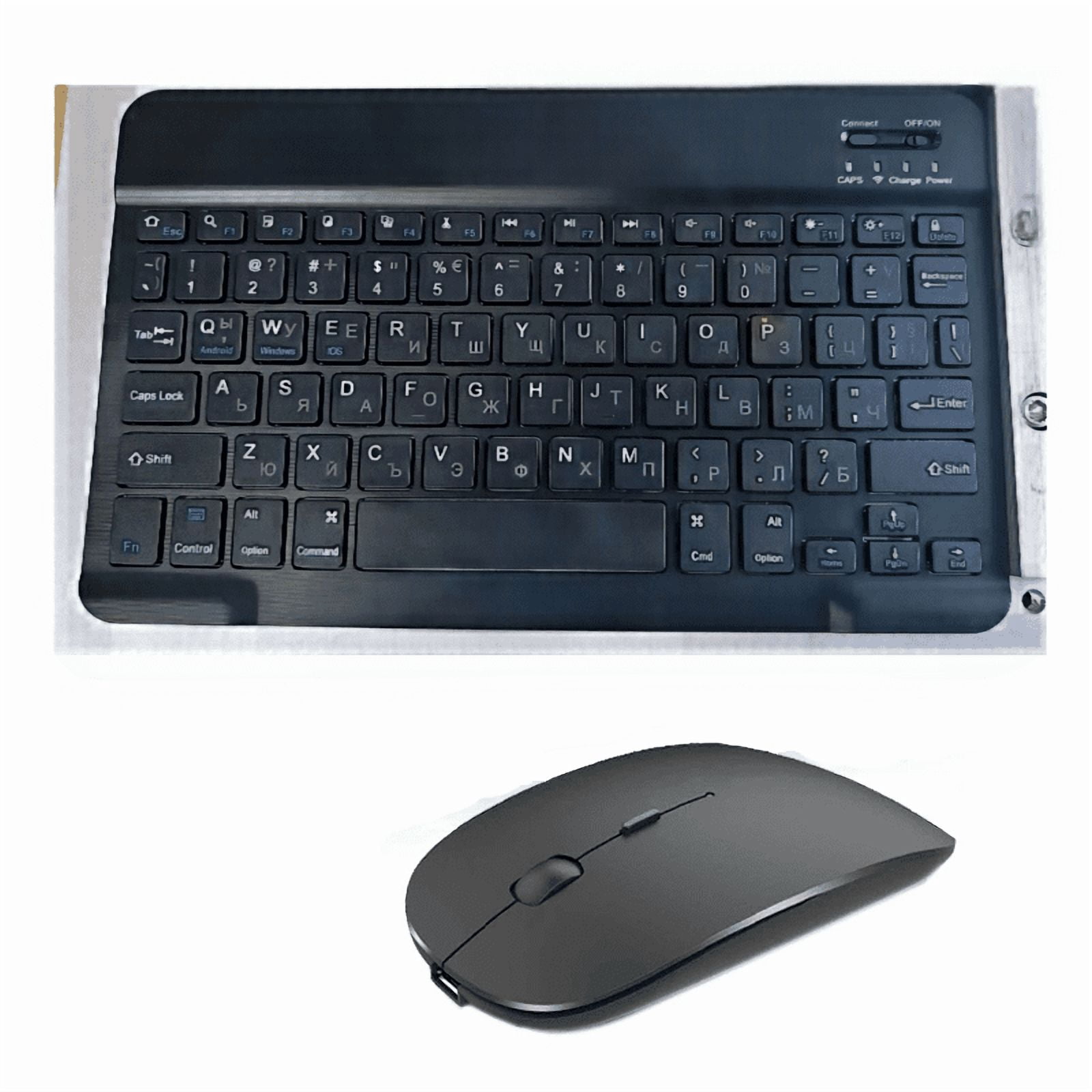 Spanish & English Bluetooth Wireless Keyboard and Mouse Set - Compatible with iPad, Mac, PC, Tablets, Phones & Laptops 10-inch