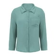 thumbnail image 5 of TTUHYWXI Womens Button Down Shirts Cotton Dress Shirt Long Sleeve Oversized Boyfriend Solid Tunic Tops with Pockets (Light Green, XL), 5 of 6