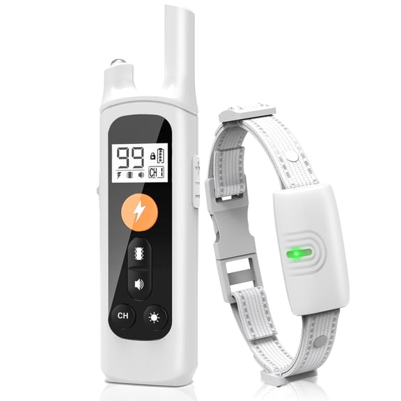 Dog Shock Collar - 3300Ft Dog Training Collar with Remote Control for 10-120lbs Small Medium Large Dogs, Rechargeable E-Collar with Beep Vibration(0-99) Shock(0-99) LED Anti-lost Light, White