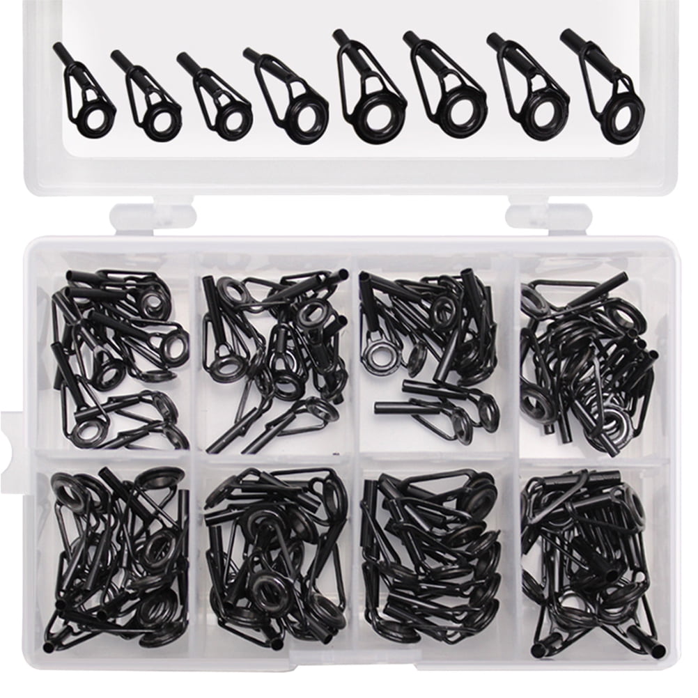 80Pcs Fishing Rod Tips Repair Kit Fishing Rod Guides Stainless Steel