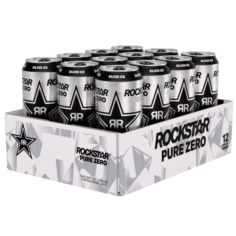 Rockstar, Energy Drink, 16 fl oz, Silver Ice pack of 12 - Walmart.com