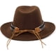 thumbnail image 5 of Sombrero de vaquero deformable unisex, sombrero de vaquera occidental, sombrero de vaquero para el interior del país, sombrero Fedora de ganadero con banda trenzada y calavera de toro, 5 of 7