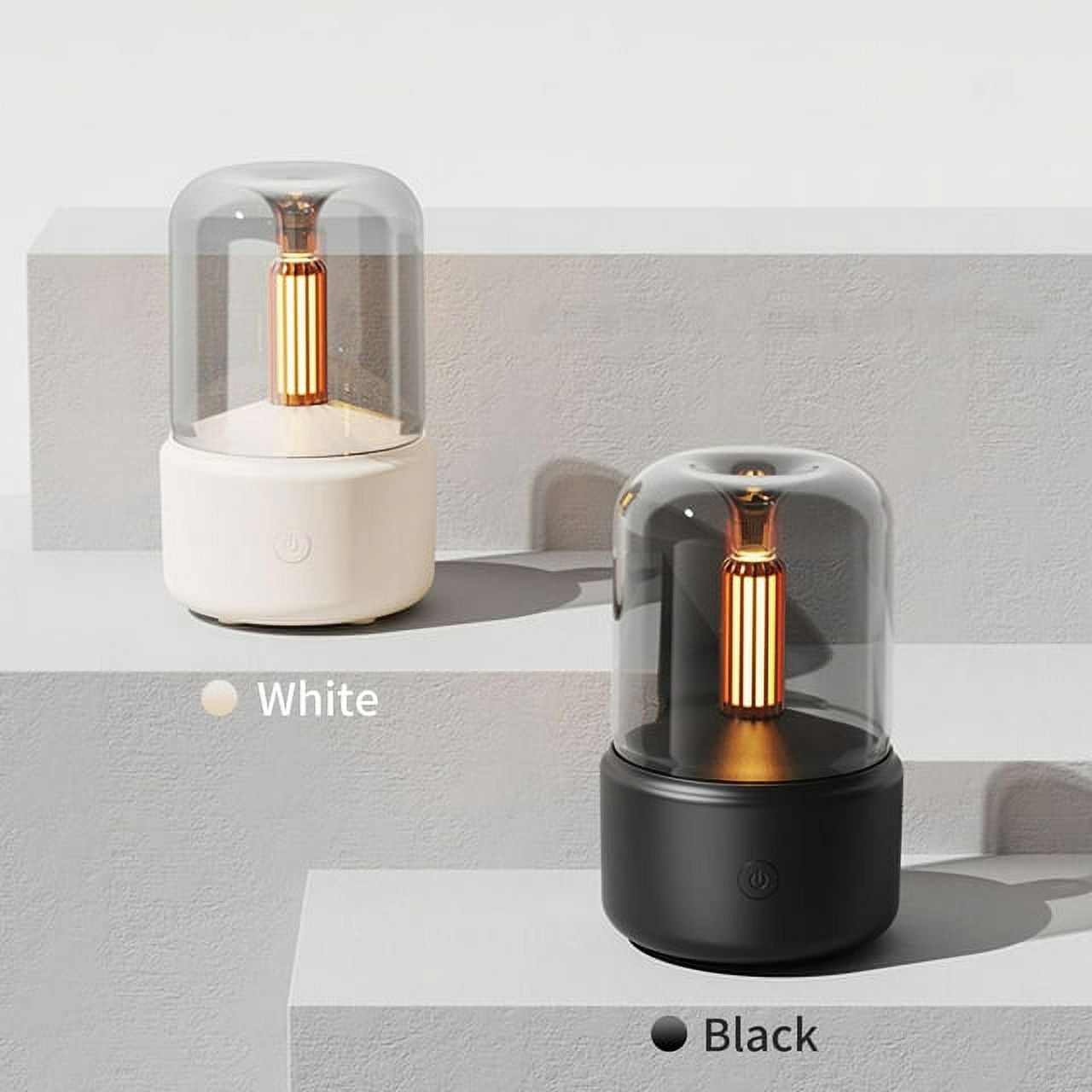 Candlelight Style Aroma Diffuser 120mL Mist Humidifier Warm White Night Light Quiet Essential Oil Diffuser Cool Mist Air Humidifier for Desktop Home Office Bedroom Car
