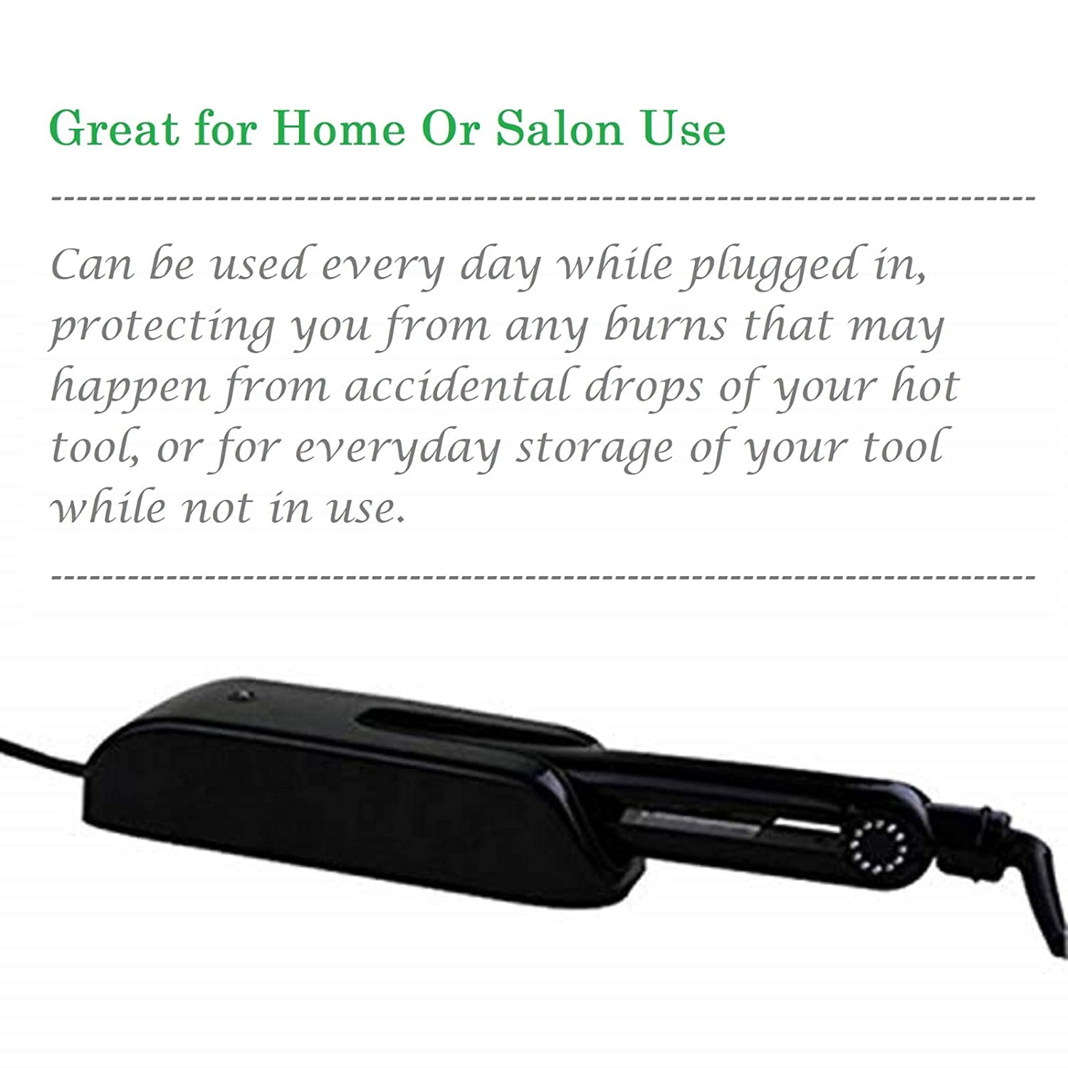 OVENTE Flat Iron Holder Wall Mount 10 Inch Hot Styling Storage Tool, Straightener & Salon Organizer, Appliance Case, Heat Resistant, Bathroom Sink, Hair Stylist & Barber Station, Plug In Black WMB1