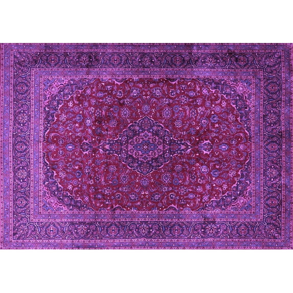 Ahgly Company Indoor Rectangle Medallion Purple Traditional Area Rugs, 5' x 7'