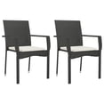 thumbnail image 2 of vidaXL 3 Piece Garden Dining Set with Cushions Black Poly Rattan, 2 of 5