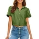 thumbnail image 1 of Camisa de manga corta con solapa y botones para mujer, top de playa con bolsillo, poliéster ligero, versátil para ocasiones informales y al aire libre, 1 of 5