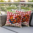 thumbnail image 4 of Farm Home Pillow Covers 2 Pack Red Plaid Rooster Daisy Spring Summer Pillowcase Waterproof Outdoor Throw Pillow Cover for Patio Garden Square Cushion 16”x16”, 4 of 9