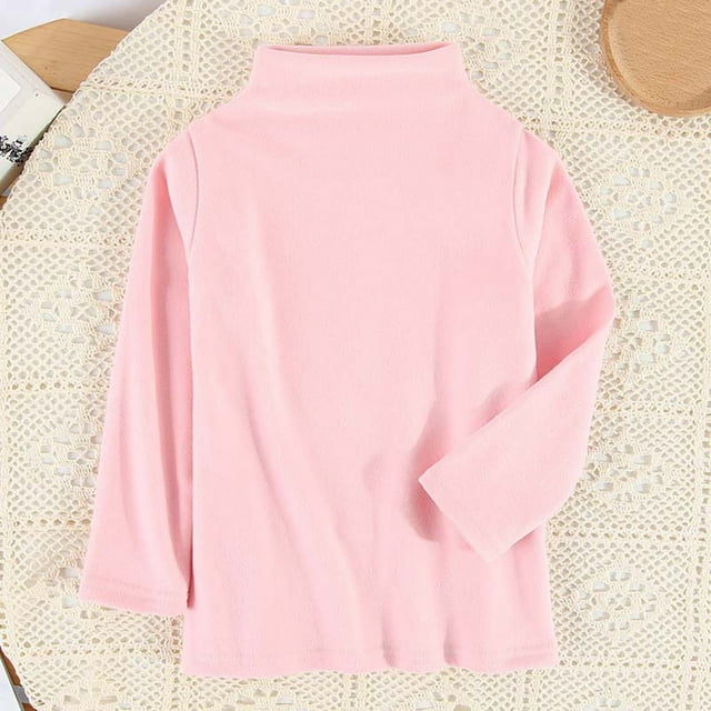 Cowsor T-Shirt à Col Roulé de Base Uni pour Filles Hauts Manches Longues Vêtements Enfants Blouse de Base Unie