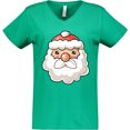 thumbnail image 3 of Inktastic Cute Santa Claus Face Women's V-Neck T-Shirt, 3 of 5