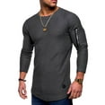 thumbnail image 3 of Aayomet Mens Shirts Long SleeveMens Solid LinenT Shirt Round Neck Zipper Bottomed Long Sleeve Top for Men,Gray M, 3 of 4