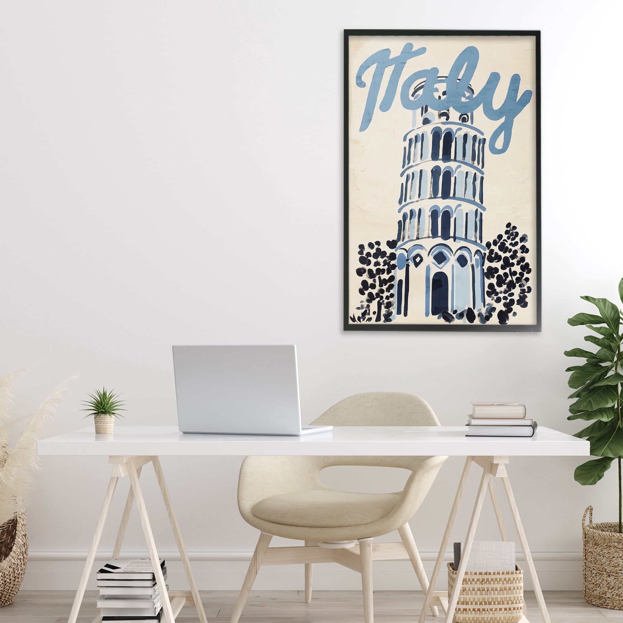 Stupell Industries Blue & Beige Italy Travel Black Framed Giclee Art, design by Annabelle Hall