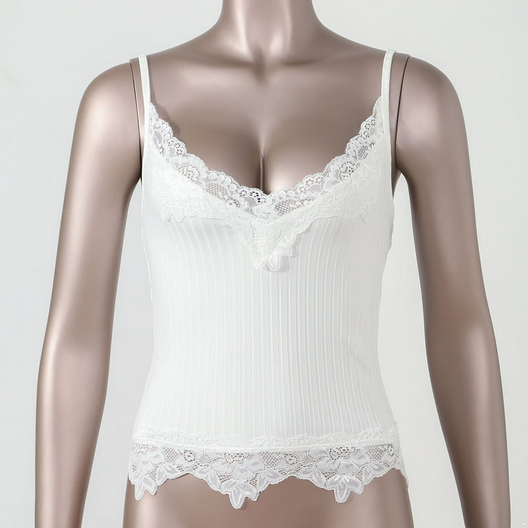 inhzoy Women's Y2K Lace Trim Crop Top Fairy Grunge Style