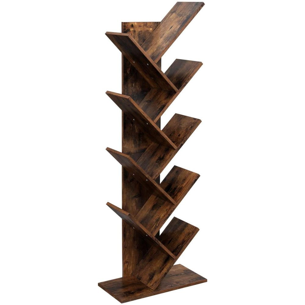 Zimtown 9Shelf Bookshelf Tree Bookcase Wood Bookshelves Storage Rack