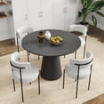 thumbnail image 3 of Roundhill Furniture Corff 5-PC Round Pedestal Dining Set, with 4 Boucle Chairs, Black White, 3 of 12