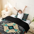 thumbnail image 3 of jejeloiu Ancient Tribal Twin Duvet Cover,Bohemian Print Twin Bedding For Boys,Teal Gray,Black Reversible,2 Pieces,1 Duvet Cover and 1 Pillowcase, 3 of 6