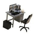 thumbnail image 2 of Dualoai Doll House Decoration Decorative Office Furniture Set Miniature Computer Set Grey Desk, 2 of 9