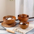 thumbnail image 4 of Wooden Bowl Rice Soup Bowl Salad Bowl Food Container Tableware Utensils with Scoop Lid, 4 of 9