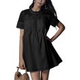 thumbnail image 1 of Vestido Shiyifa Babydoll para mujer, encaje, patchwork, verano, negro, 1 of 6