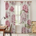 thumbnail image 5 of Kitchen Curtains 84 Inch Length 2 Panels, Pink Floral Grommets Window Treatment Curtain, Spring Summer Vintage Flower Leaf Thermal Curtains Drapes for Living Room/Bathroom, 5 of 9