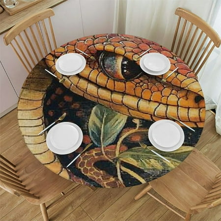 

Patifu Snake Flowers Eye Round Tablecloth 100% Polyester Stain-Resistant for Indoor Outdoor Restaurants Weddings Parties Picnic Dining Kitchen Farmhouse Table Cloth 31 -35