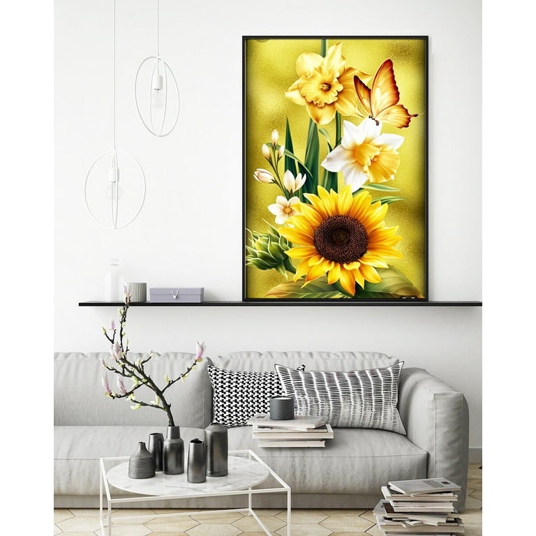 Large Size Frameless Diy 5d Diamond Painting Sunflower - Temu