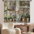 thumbnail image 6 of Farmhouse Rustic Plant Kitchen Window Curtains 2 Panels 27.5W x 39H Rod Pocket Vintage Country Rural Wood Wooden Plank Lavender Botanical Small Short Door Decor Bathroom Drapery Treatment, 6 of 6