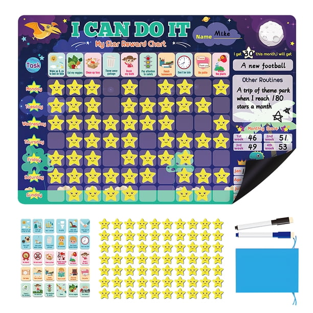Gráfico De Tareas De Recompensa De Estrella De Comportamiento De Niños Magnéticos Gráfico Flexible Con Respaldo De Imán Completo Forma De Autodisciplina De Dinosaurio Imán De Nevera Para El Hogar Guardurnaity EL010796-00