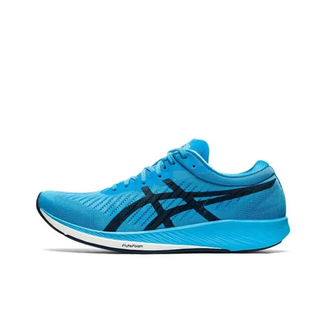 Zapatillas de running de corte bajo con placa de carbono y tejido de malla Asics Metaracer 1.0 Racing para hombre, color gris y azul