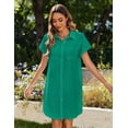 thumbnail image 6 of Zeagoo Linen Dresses for Women 100% Cotton Short Sleeve V-Neck Button Down Tshirt Dress Summer Casual Beach Sundress Loose Tunic Shift Sundresses, 6 of 6