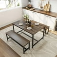 thumbnail image 5 of Dextrus 3-Piece Dining Table Set, 45in Rectangular Dining Table and 2 Benches for 4-6 for Kitchen, Dining Room, Apartment, Dinette, Breakfast - Brown, 5 of 8