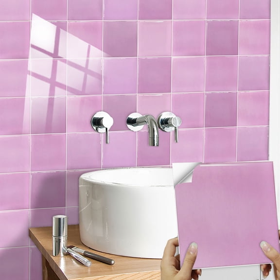 Tile Decals 10 Sheet Set Purple Self-Adhesive Removable Wall Stickers Vinyl Peel and Stick for Bathroom Kitchen Tile Decor Sticker 6x6inch